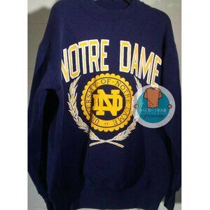 Vintage NOTRE DAME Crest Sweatshirt shirt navy 1993